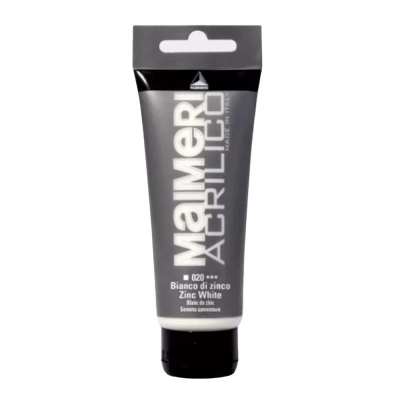 Culoare Acrilica, Zinc White, 200 ml, Acrilico Maimeri