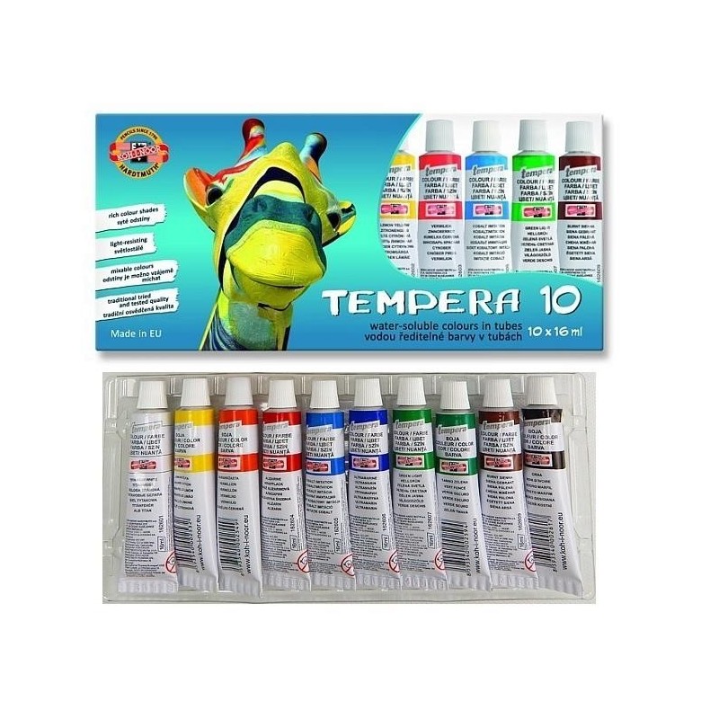 Culori Tempera Koh-I-Noor, Girafa, 10 Culori