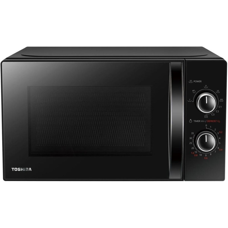 Cuptor cu Microunde Toshiba, 20 l, Control Mecanic, 800 W, 5 Niveluri Putere, Functie Grill, Iluminare LED, Negru