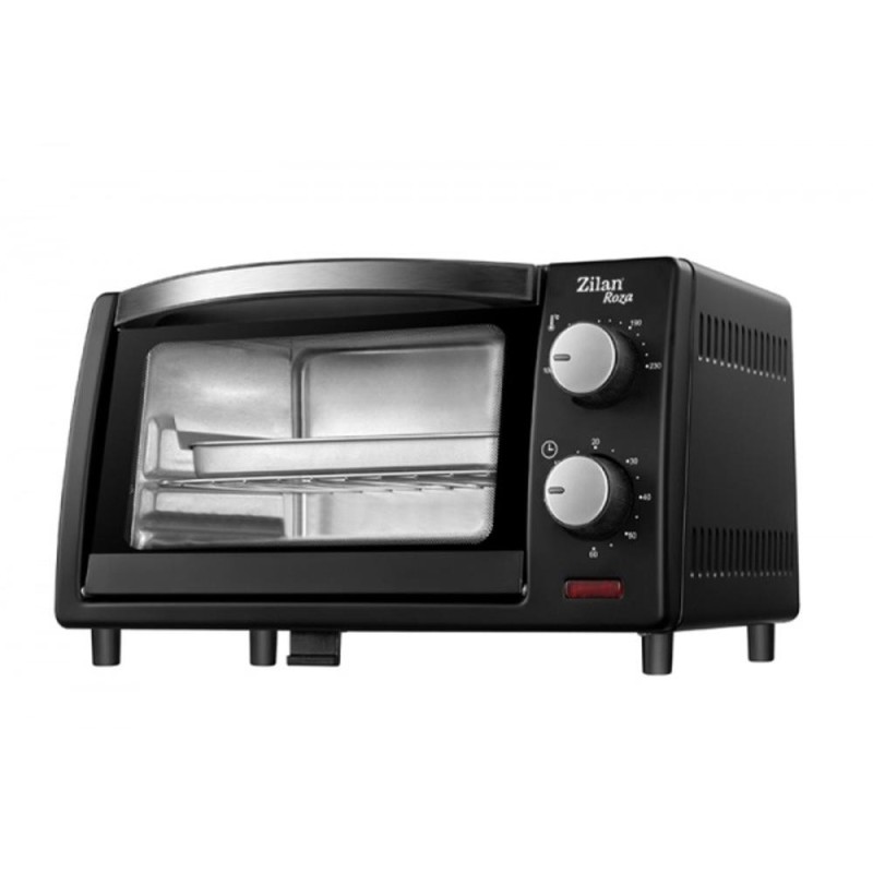 Cuptor Electric Mini Roza, Temporizator 60 Minute, Capacitate 9 l, Geam Dublu, Putere 800W, Negru