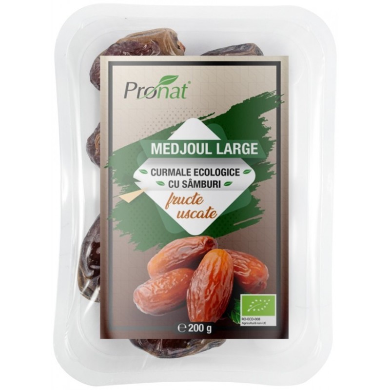 Curmale Bio cu Samburi Medjoul Large, 200 g, Pronat