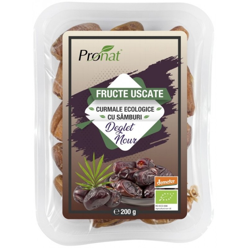 Curmale cu Samburi Bio si Demeter Deglet Nour, 200 g, Pronat