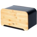 Cutie de Paine, Metal, Scandura de Bambus, 35 x 22 x 20.5 cm, Negru, Vilde