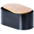 Cutie de Paine, Otel, Scandura de Lemn, 34 x 18.5 x 15.5 cm, Neagra, Vilde