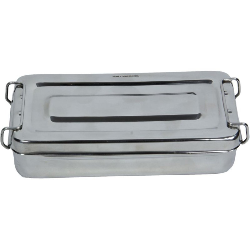 Cutie din Inox pentru Instrumentar Medical, 18 x 8 x 4 cm, cu Manere, Prima