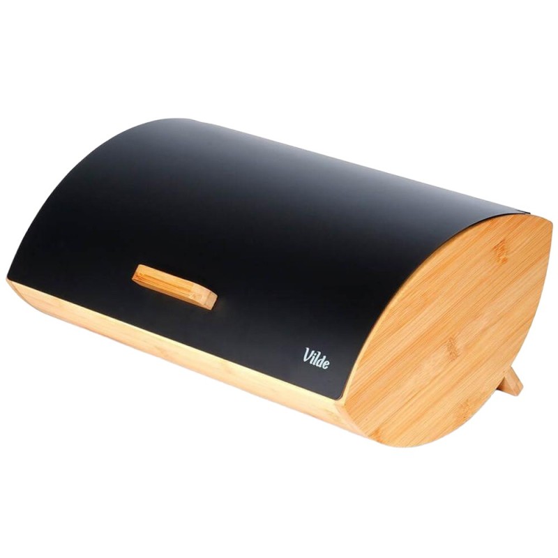 Cutie pentru Paine din Lemn si Metal, 35.5 x 24.5 x 15.5 cm, Negru, Vilde