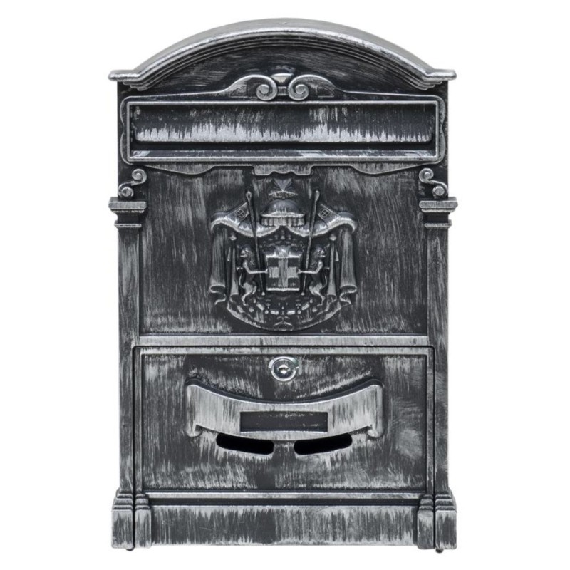 Cutie Postala pentru Exterior, Argintie, din Metal, 41 x 26 x 9 cm