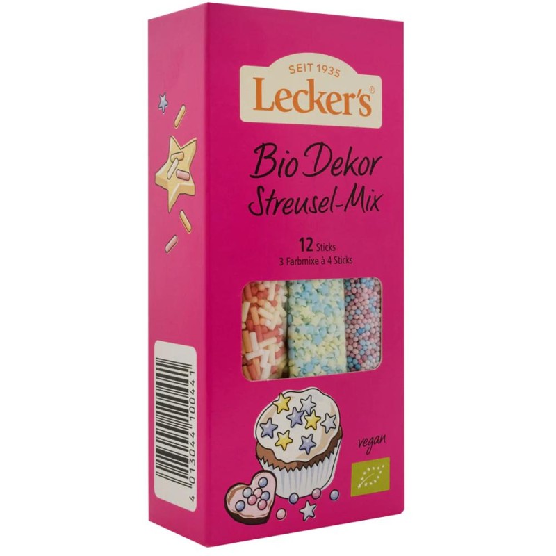 Decor Multicolor pentru Prajituri 3 Culori, Lecker's, Bio, 12 Bucati, 120 g