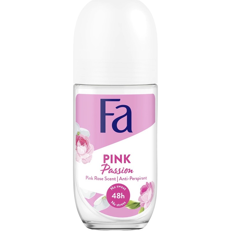 Deodorant Antiperspirant Roll-on Fa Pink Passion cu Parfum de Trandafir, Femei, 50 ml