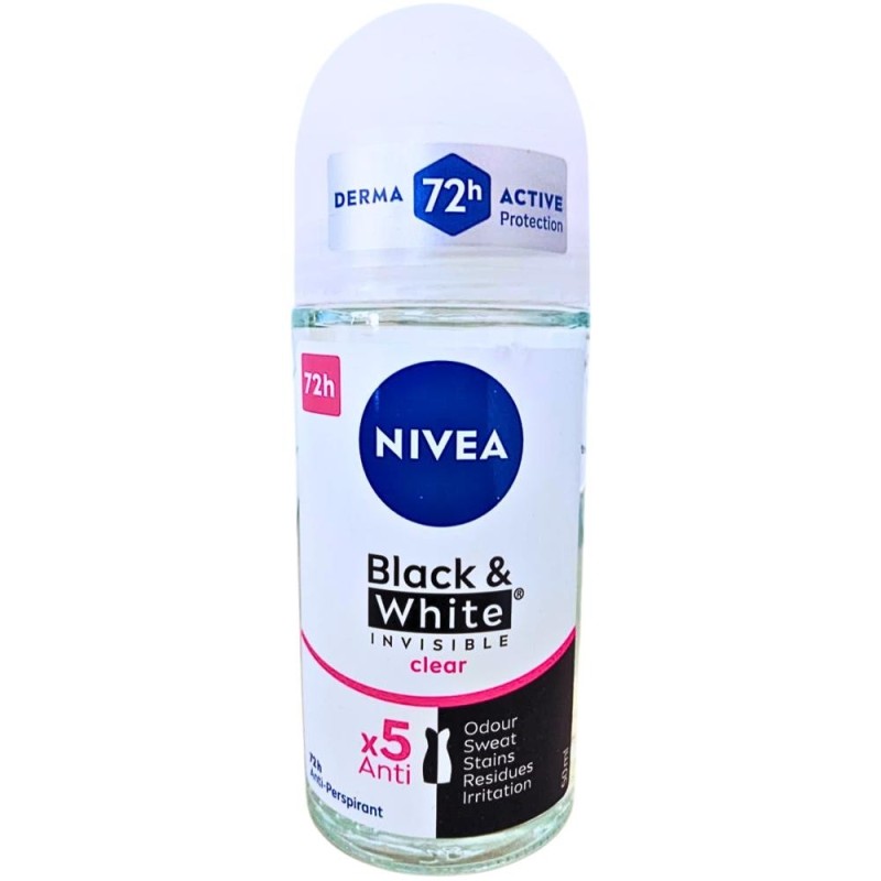 Deodorant Roll-On Invisible Black & White Clear Nivea Deo 50 ml