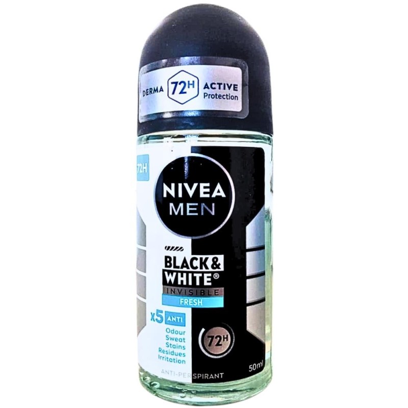 Deodorant Roll-On Men Invisible Black & White Fresh Nivea Deo 50 ml