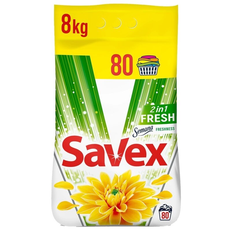 Detergent Automat Savex 2 in 1 Fresh, 80 Spalari, 8 Kg