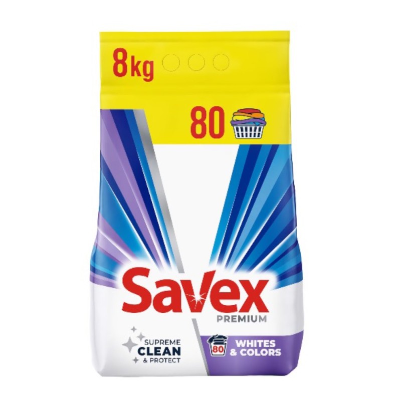 Detergent Automat Savex Premium Whites & Colors, 80 Spalari, 8 Kg