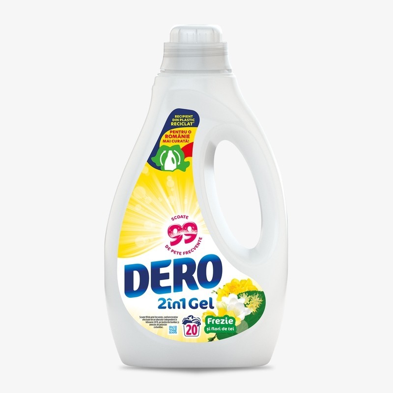 Detergent de Rufe Automat Lichid, Dero 2 in 1, Frezie si Flori de Tei, 1 l