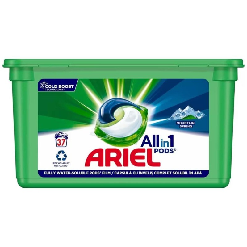 Detergent de Rufe Capsule Ariel All In One Pods, Mountain Spring, 37 Bucati