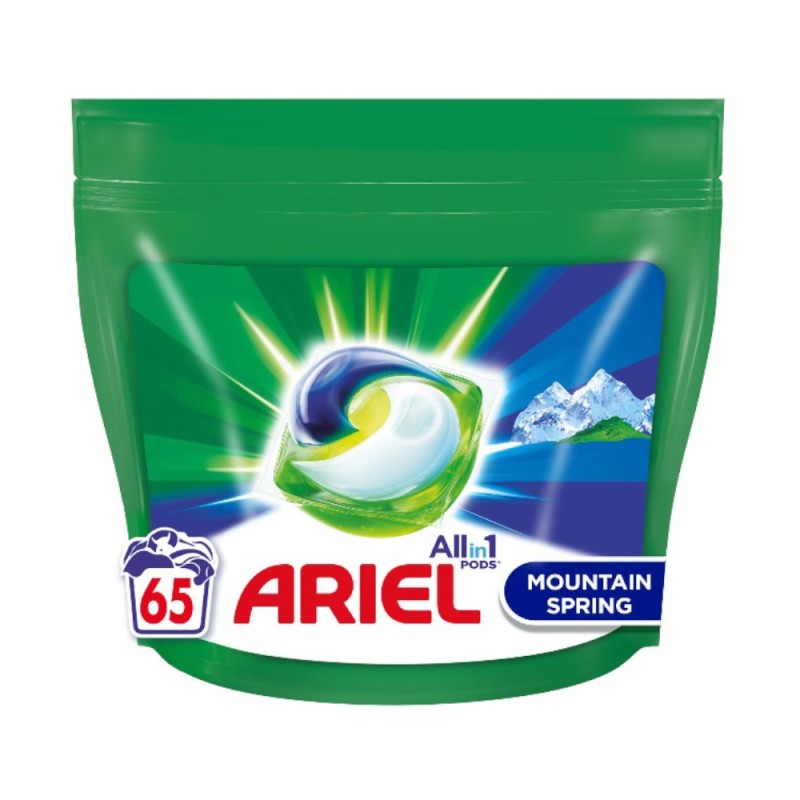 Detergent de Rufe Capsule Ariel All in One PODS Mountain Spring, 65 Spalari