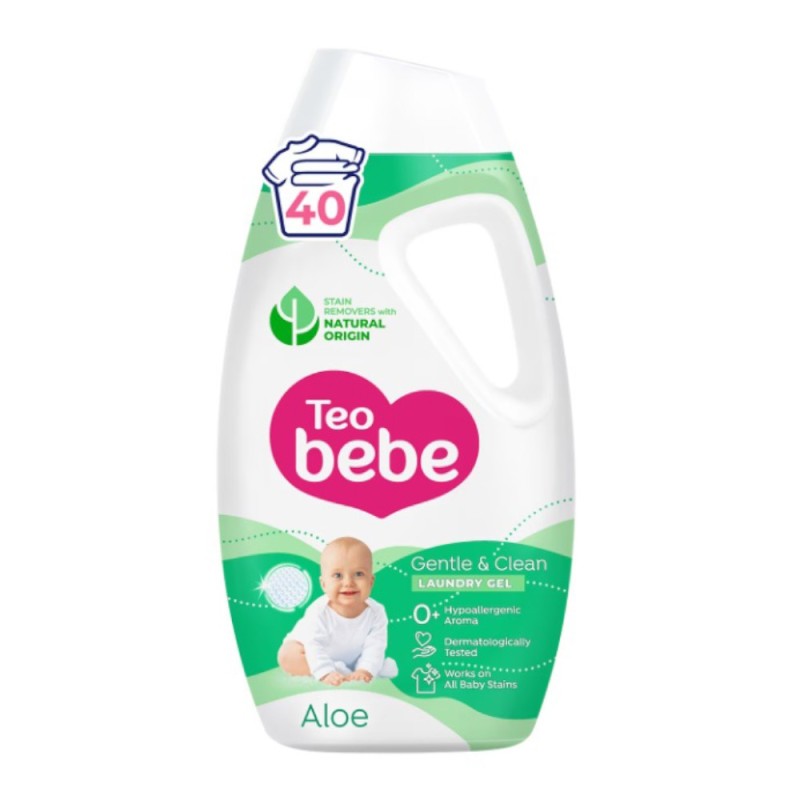 Detergent de Rufe Lichid Teo Bebe, Aloe, 40 Spalari, 1800 ml