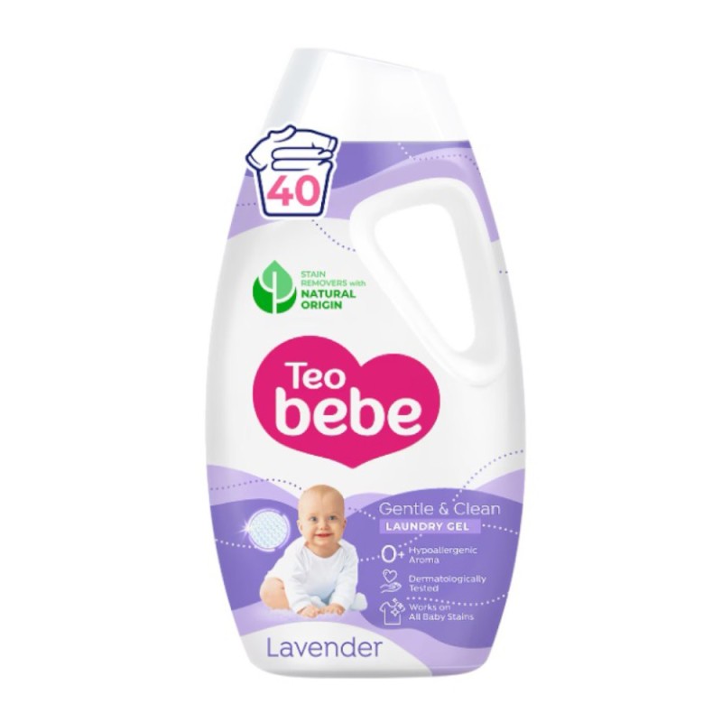 Detergent de Rufe Lichid Teo Bebe, Lavanda, 40 Spalari, 1800 ml