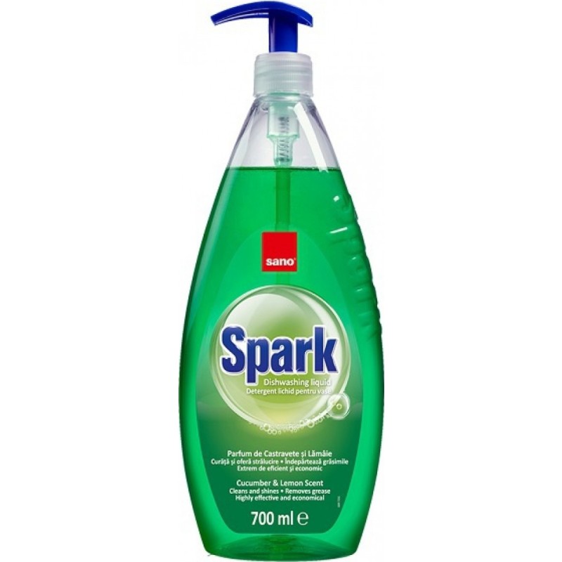 Detergent de Vase cu Pompita Sano Spark Castravete 700 ml