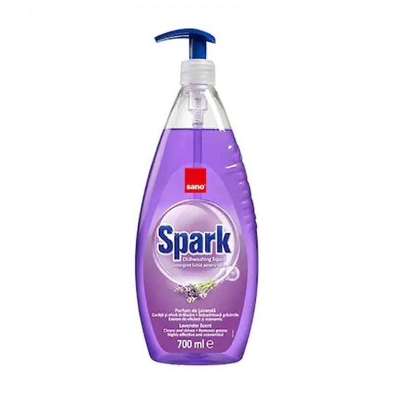 Detergent de Vase cu Pompita Sano Spark, Lavanda, 700 ml