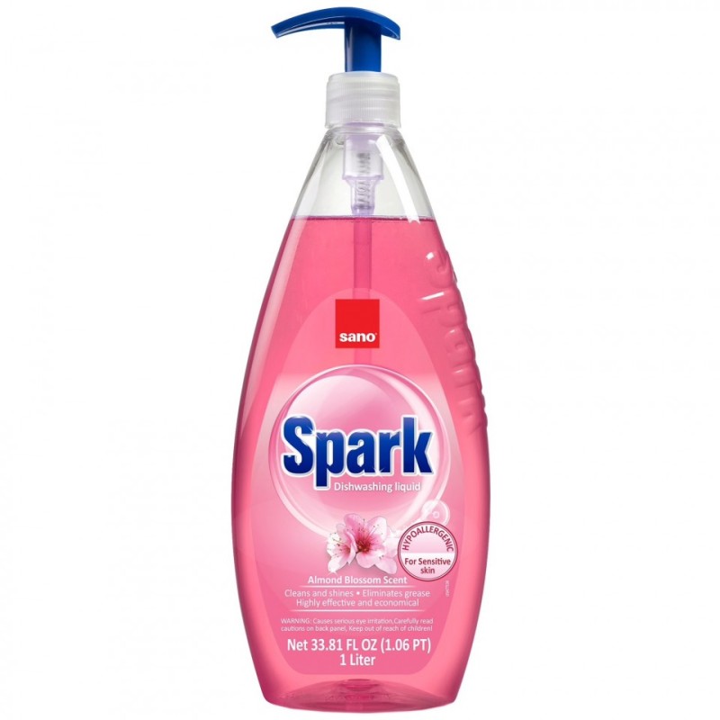 Detergent de Vase cu Pompita Sano Spark Migdale 1 l