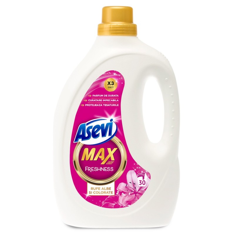 Detergent Lichid pentru Rufe Asevi Max Freshness, Prospetime, 1.86 l, 30 spalari