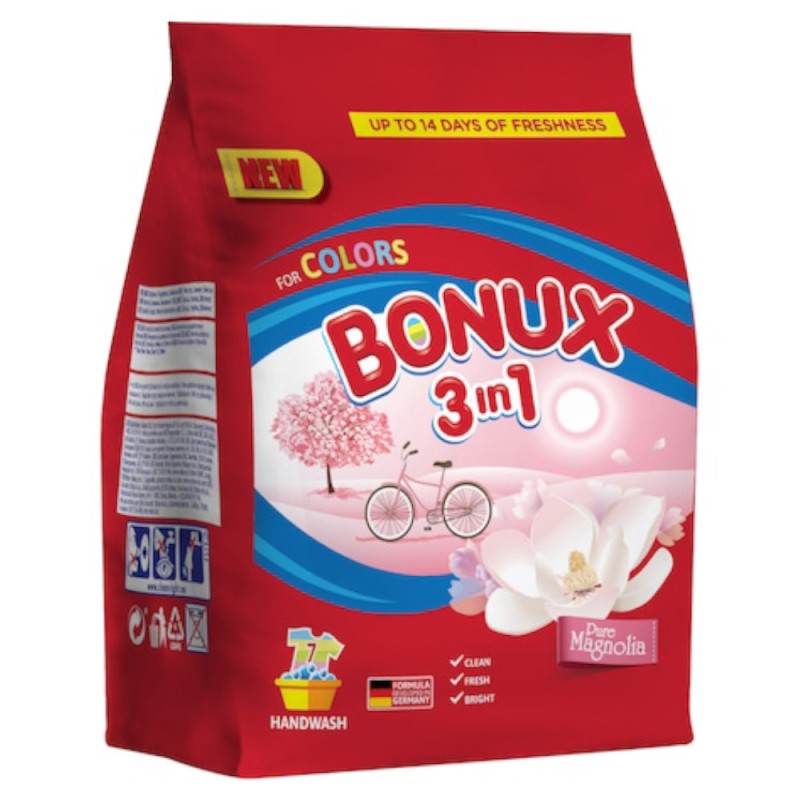 Detergent Manual Bonux 3 in 1 Color Magnolia, Magnolie, 7 Spalari, 400 g