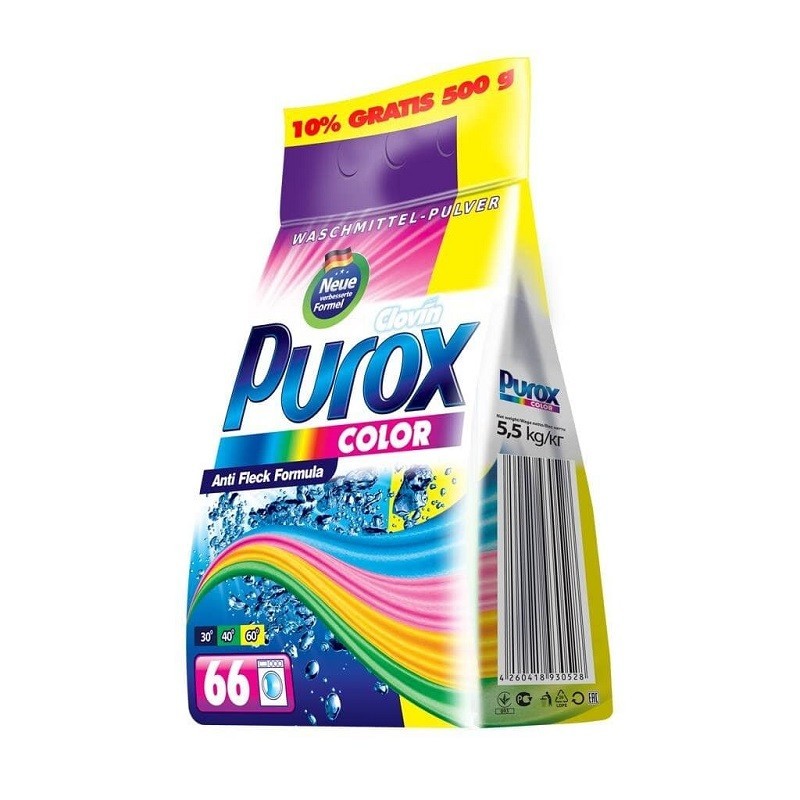 Detergent Pudra pentru Rufe Purox Color Universal, 66 Spalari, 5,5 Kg
