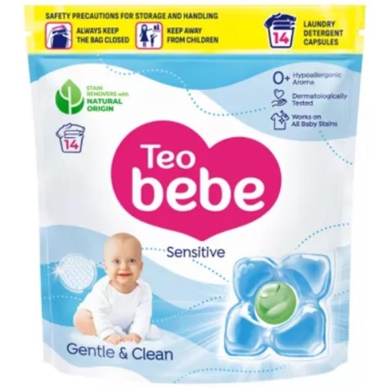 Detergent Rufe Capsule Teo Bebe Cotton Soft Sensitive, 14 Spalari