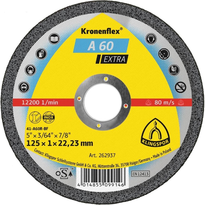 Disc de Debitare, A 60, pentru Inox, 125 x 1 x 22.23 mm, Z-tools