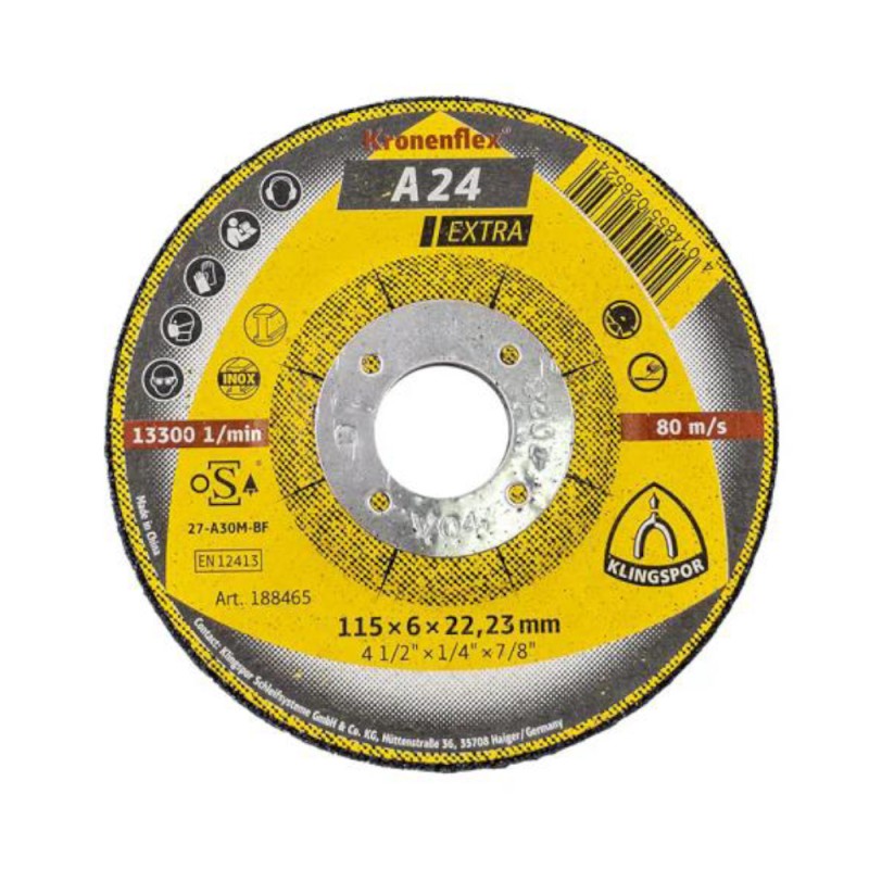 Disc de Polizare A 24 Extra Klingspor, 115 x 6 x 22.23 mm