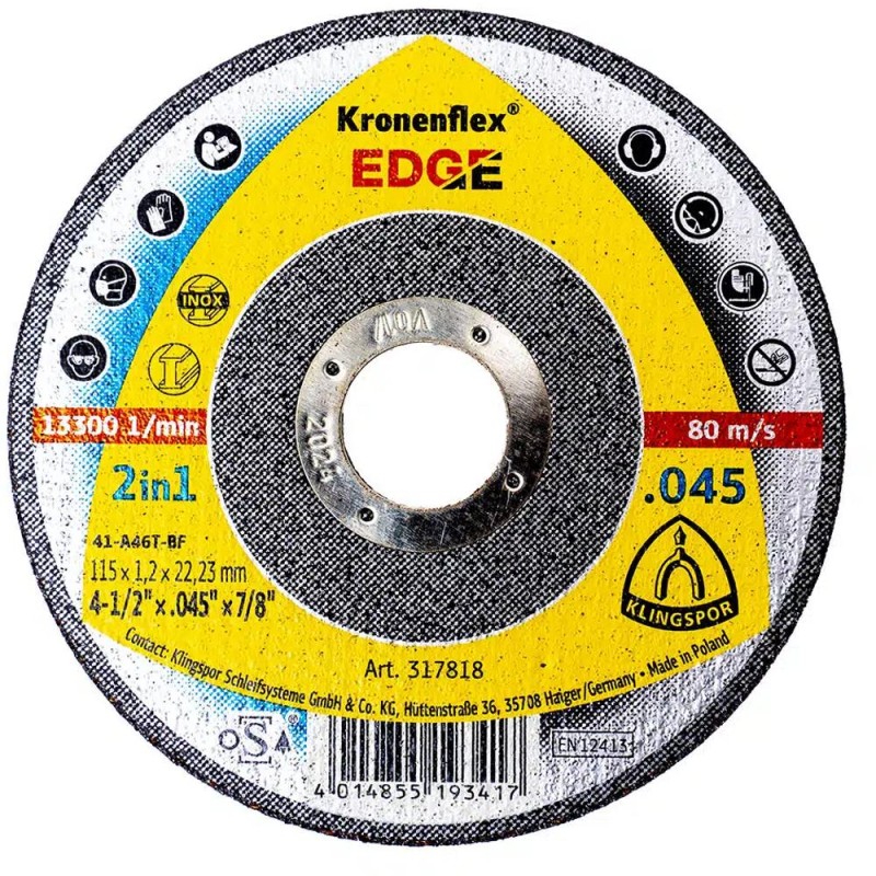 Disc de Polizare Klingspor, Edge, 115 x 1.2 x 22.23 mm