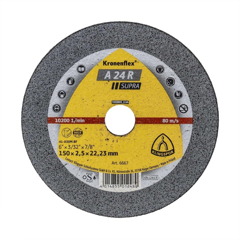 Disc Debitare A24R Supra Klingspor, 150 x 2.5 x 22.23 mm