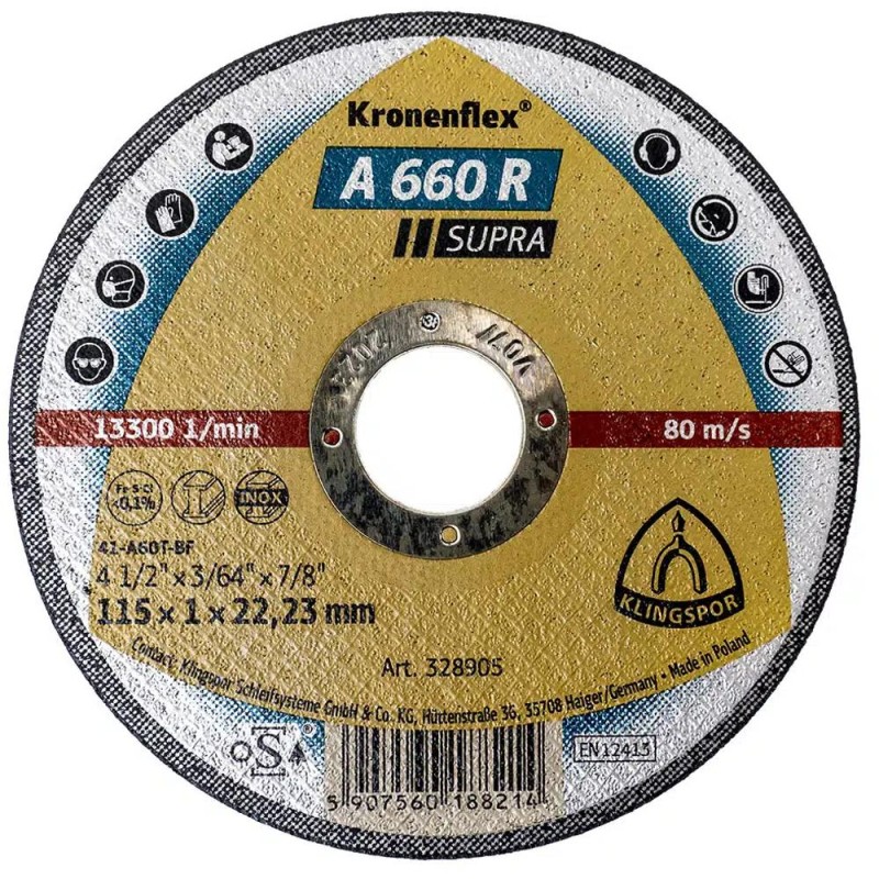 Disc Debitare Klingspor, A 660 R Supra, 115 x 22.23 x 1 mm