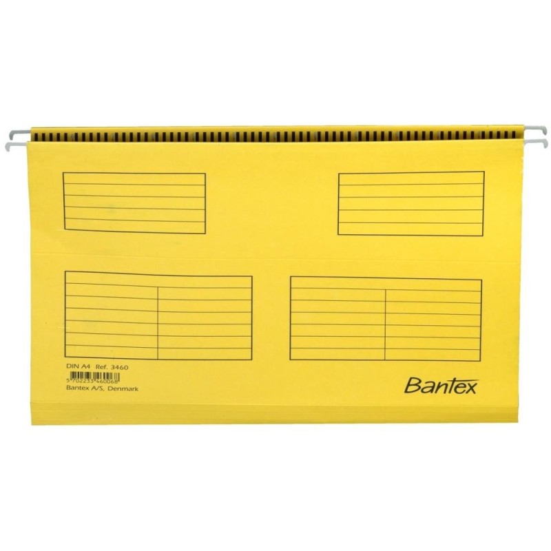 Dosar A4 Suspendat, 100 File, Bagheta Metalica, 25 Etichete si Portetichete 5 cm, Galben, 25 Bucati, Bantex Flex