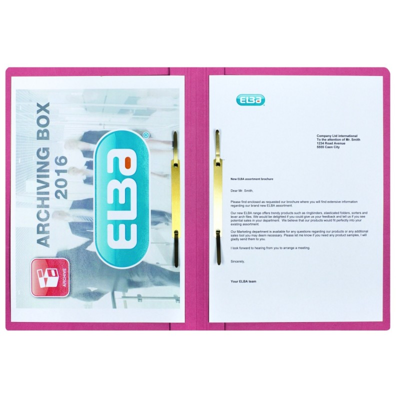 Dosar Sina Elba Smart A4, Mecanism Dublu de Arhivare, Sina Dreapta/ Stanga, Carton 320 g / mp, Blue Angel, 200 File, Rosu