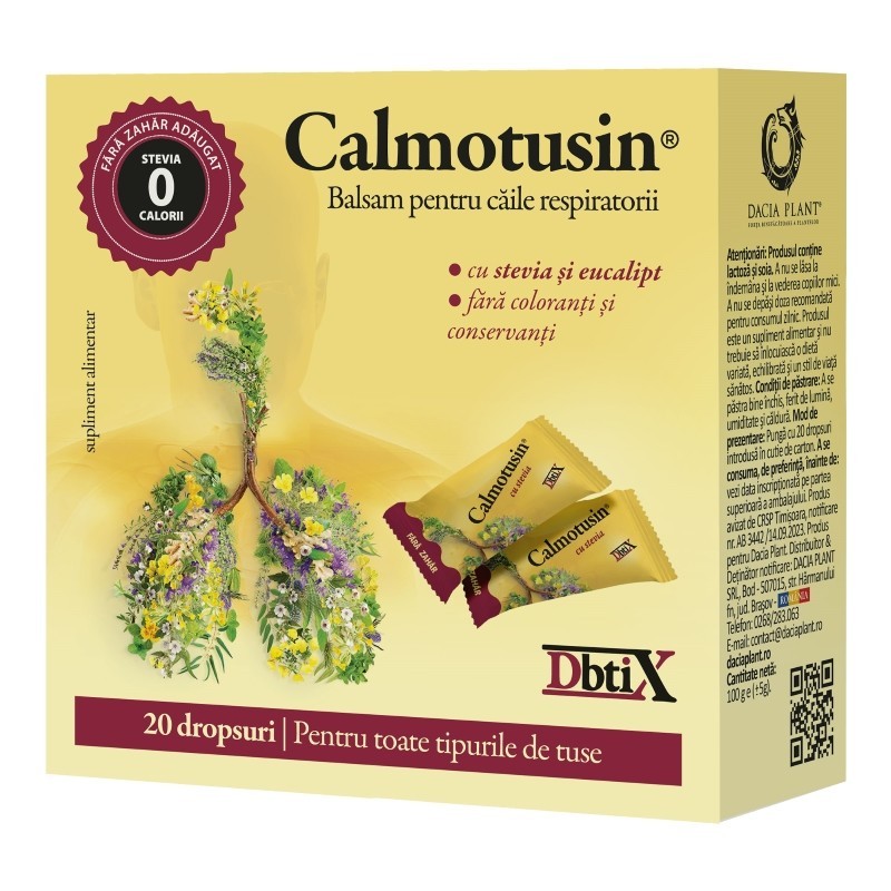 Drops Calmotusin cu Stevia si Eucalipt, 20 Dropsuri