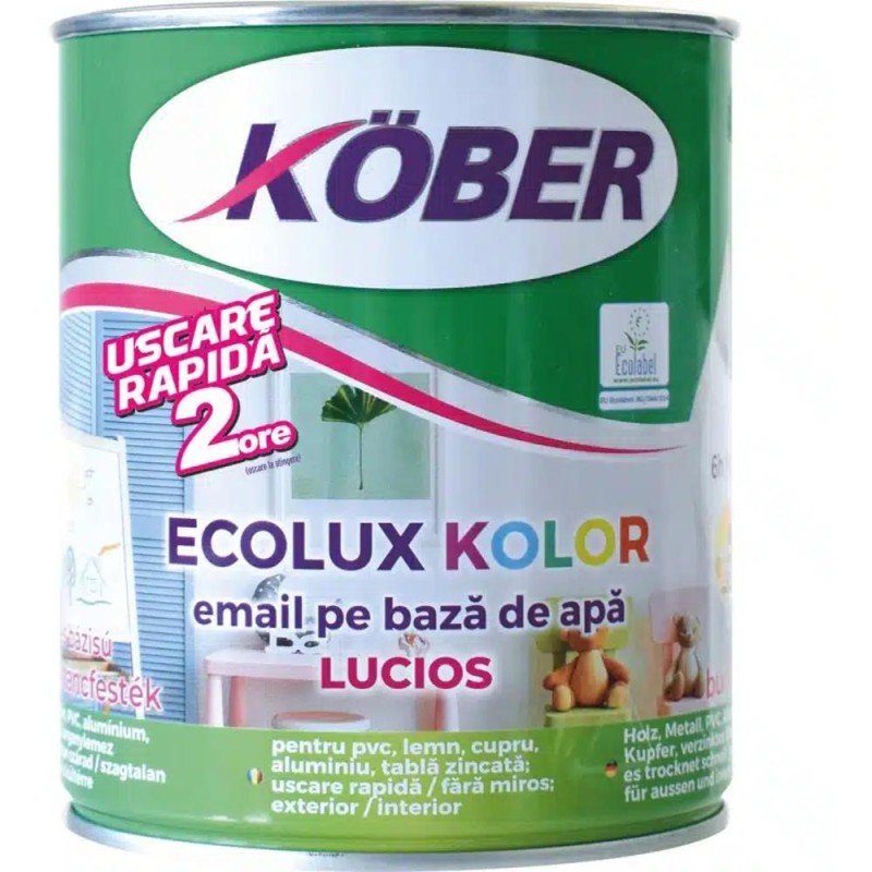 Email pe Baza de Apa, Ecolux Kolor, Alb Lucios, 0.6 l, Kober