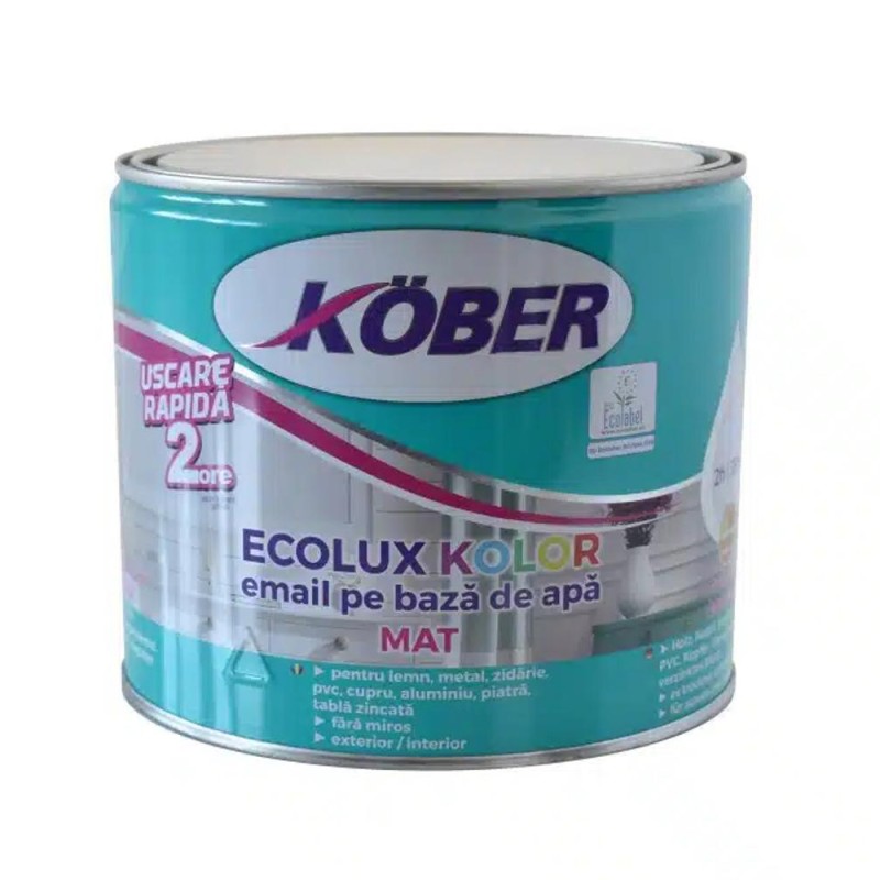 Email pe Baza de Apa, Ecolux Kolor, Alb Mat, 0.6 l, Kober