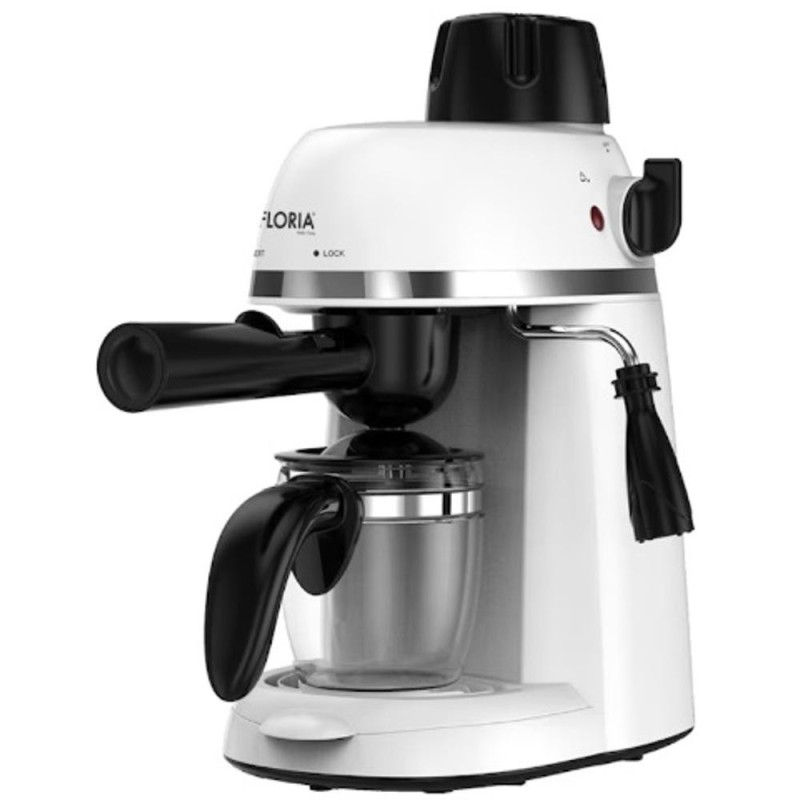 Espressor de Cafea, 800W, Alb, Presiune 3.5 bari, Capacitate 4 Cesti, Floria