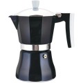 Espressor Moka din Aluminiu, 3 Persoane, Compatibil Inductie, Negru, Perfect Home