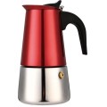 Espressor Moka Metal, 0.3 - 0.35 l, din Otel Inoxidabil, Compatibil Inductie, Rosu, Perfect Home