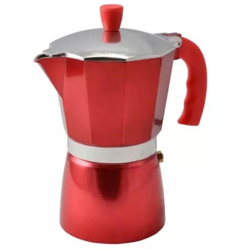 Espressor pentru Aragaz, Rosu, 6 Persoane, din Aluminiu, Perfect Home