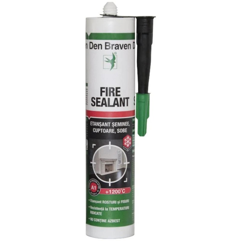 Etansant pentru Seminee, Cuptoare si Sobe, Negru, 280 ml, Den Braven Fire Sealant