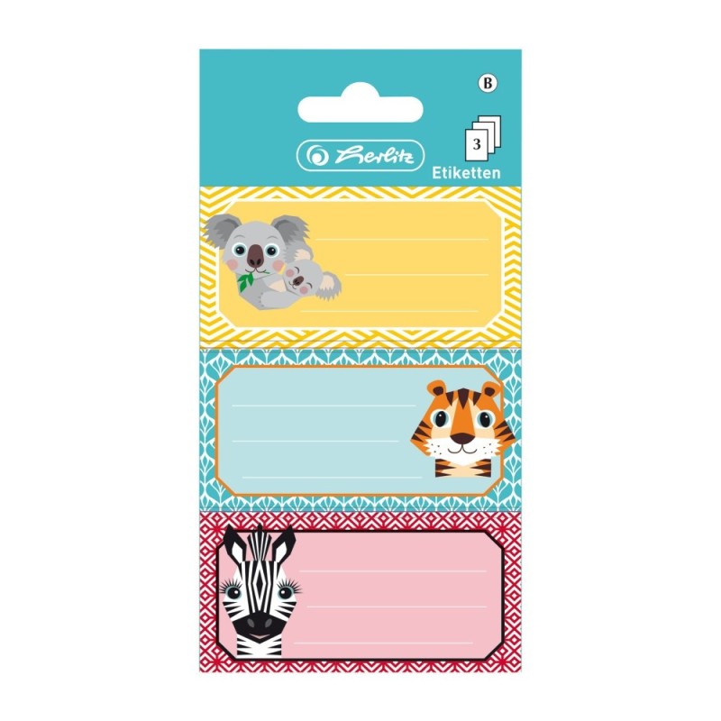 Etichete Scolare Cute Animals, Herlitz, 3 x 3 Coli