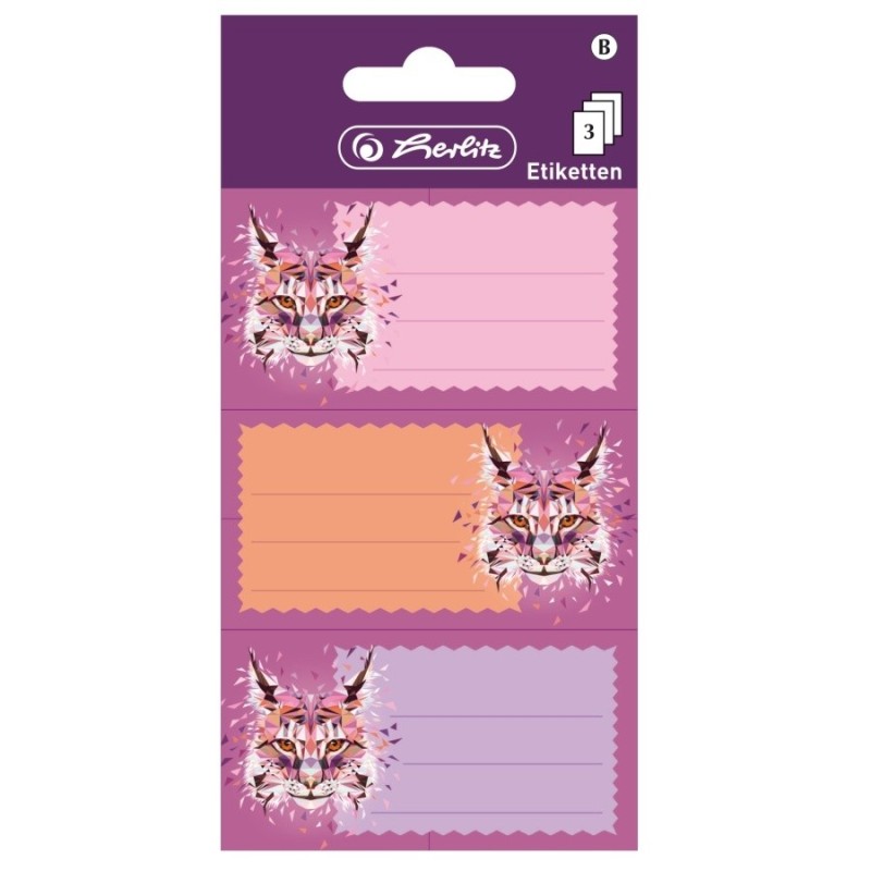 Etichete Scolare Wild Animals Lynx, Herlitz, 3 x 3 Coli