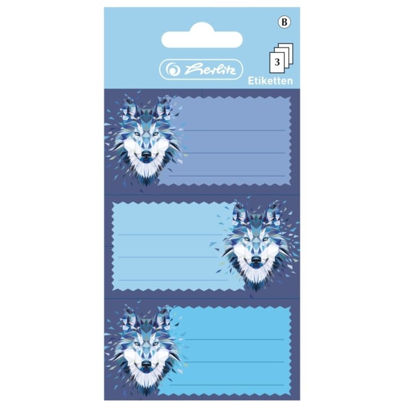 Etichete Scolare Wild Animals Wolf, Herlitz, 3 x 3 Coli