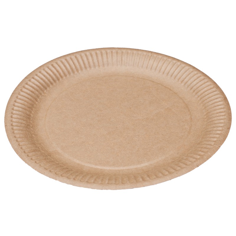 Farfurii Biodegradabile, Compostabile de Carton, Rotunde, Kraft, 23 cm, 12 buc
