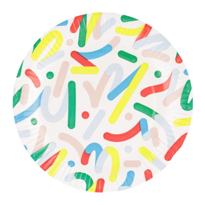 Farfurii Biodegradabile din Carton, 18 cm, Rotunde, Artwork, 12 Bucati