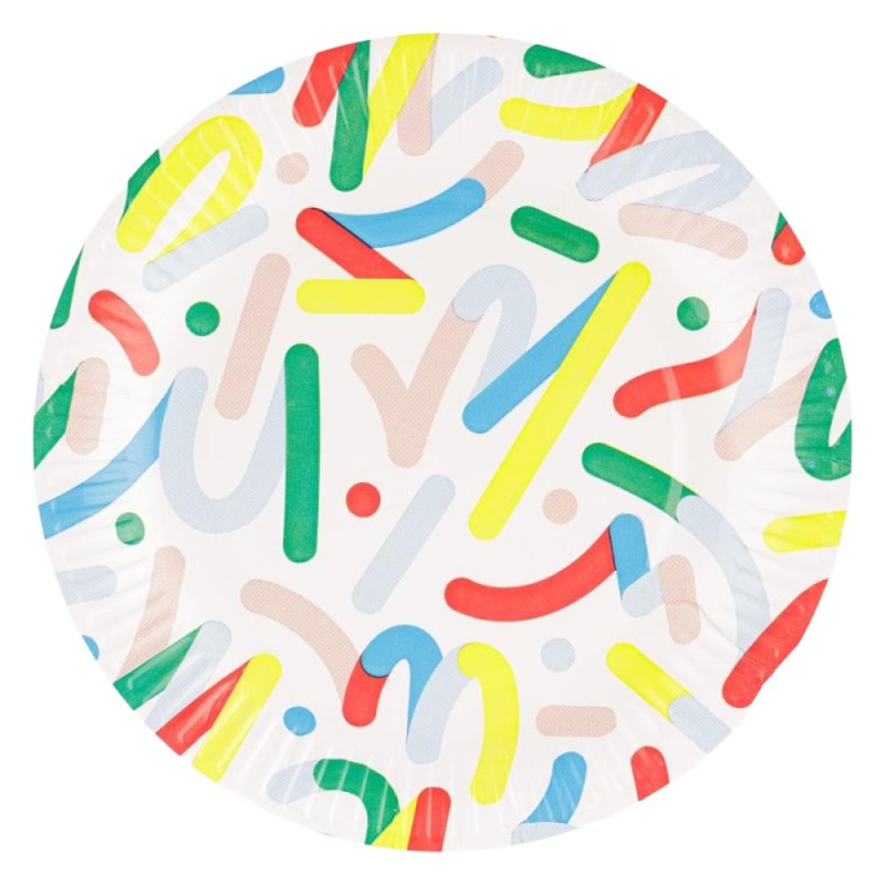 Farfurii Biodegradabile din Carton, 22 cm, Rotunde, Artwork, 12 Bucati